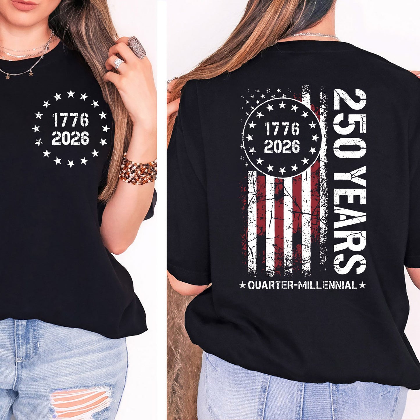 250 Years Anniversary Shirt, 1776–2026 USA T-Shirt, Patriotic American Flag Shirt, 4th of July Pocket & Back Shirt 684079
