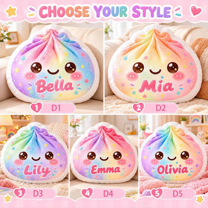 Personalized Glitter Dumpling Pillow, Custom Name Rainbow Cushion, Kids Room Decor, Christmas Gift 686907 WFD