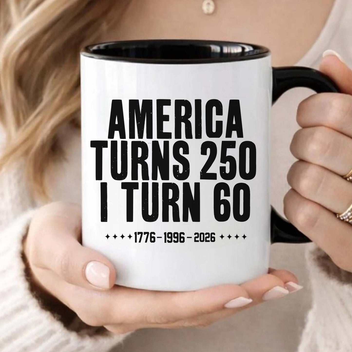 Vintage 250 Years Mug, Personalized Age Birthday Mug, America Turns 250 White Mug Accent Mug 685151