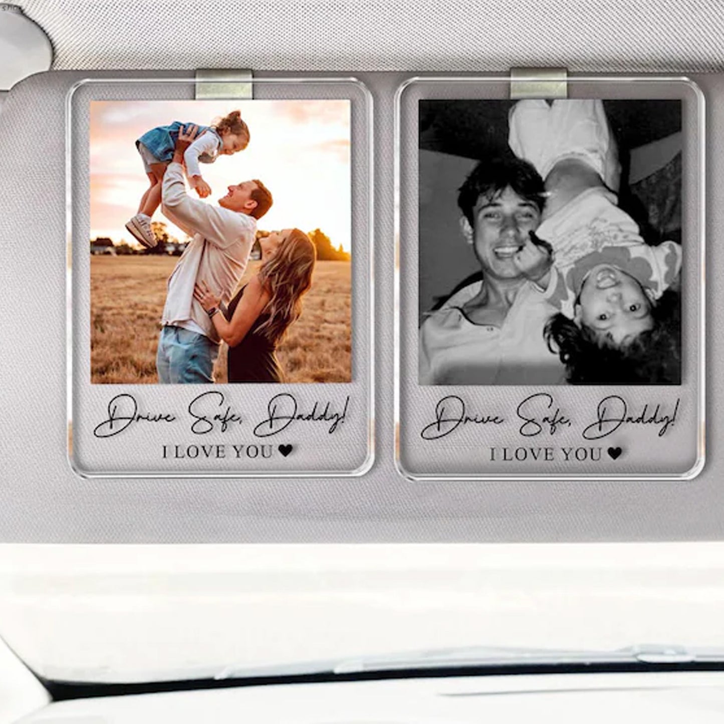 Custom Photo Car Visor Clip, Personalized Drive Safe Daddy Sun Visor Gift, First Father’s Day Gift 685154