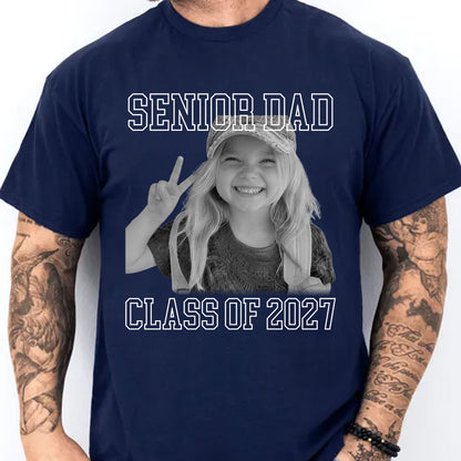 Personalized Senior Mom 2027 Photo Shirt, Custom Class of 2027 Graduation Tee, Proud Family Senior Gift 685687