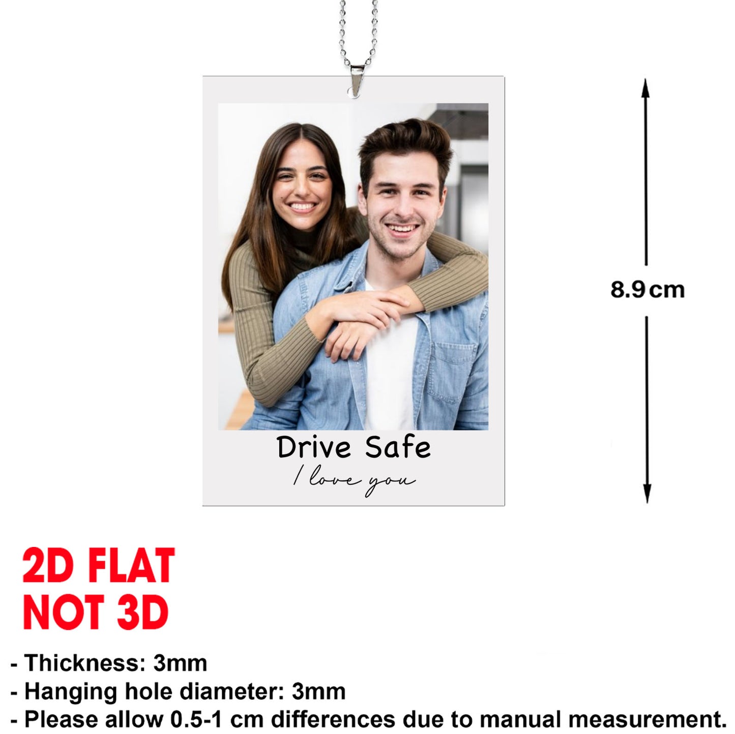 Custom Photo Hanging Car Ornament | Personalized Polaroid Image Car Decor | Gift for Dad Husband 684345