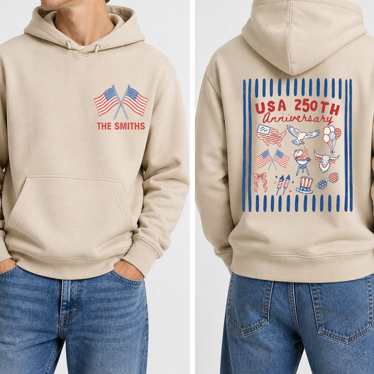 Personalized 250 Years USA Anniversary Pocket & Back Shirt, Custom Name 4th of July Matching Tee 685394