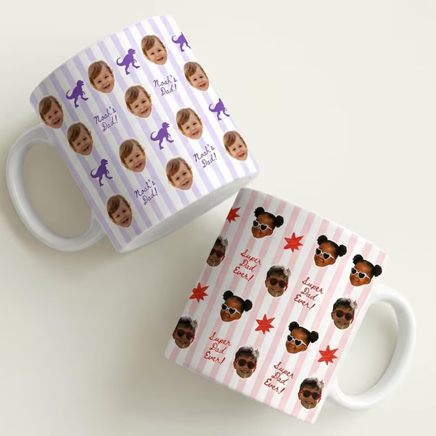 Personalized Baby Face Mug for Dad Grandpa, Custom Photo Coffee Cup, Father’s Day Gift, White Accent Mug 685077