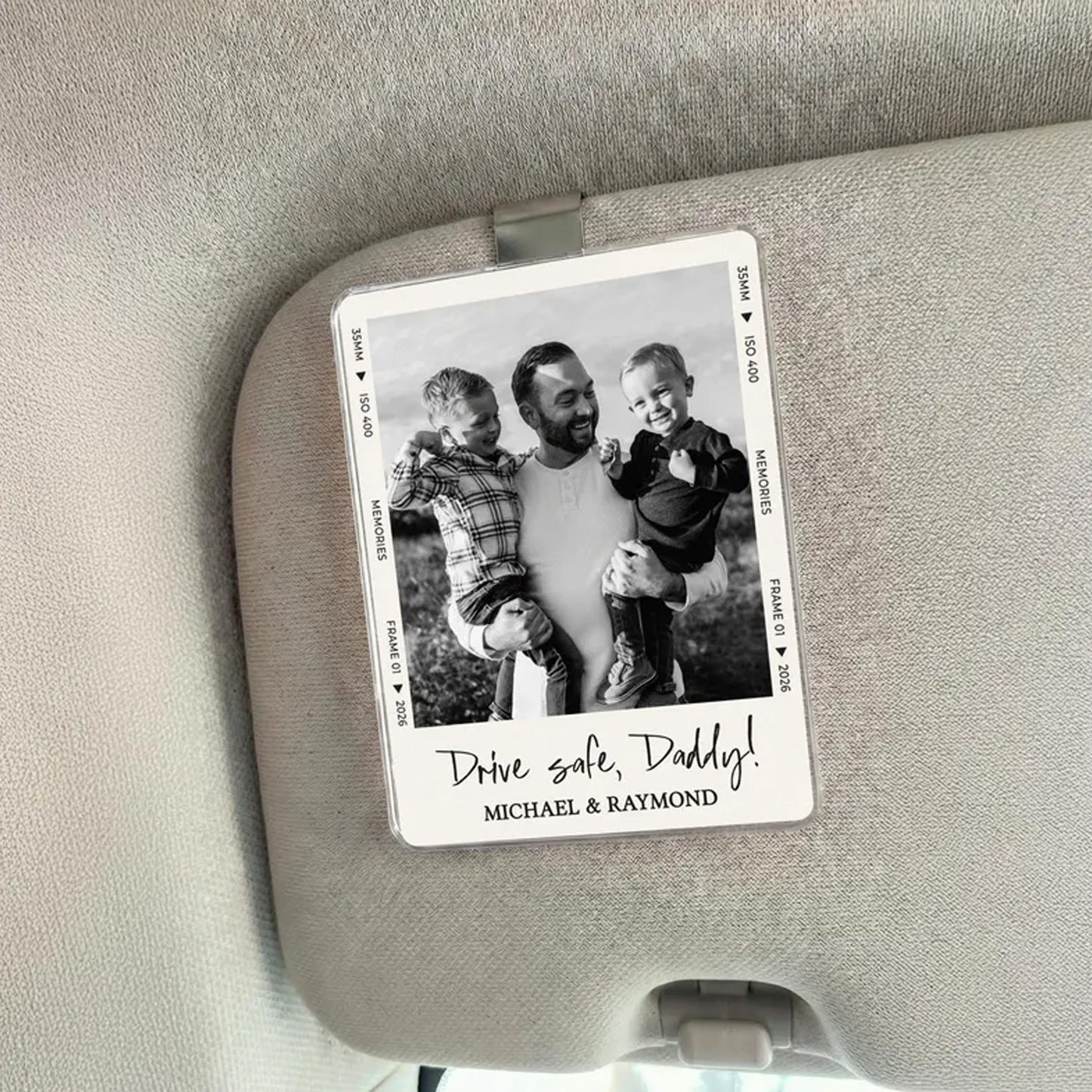 Personalized Drive Safe Dad Car Visor Clip, Custom Photo Acrylic Sun Visor Gift for Dad, Father's Day Gift 685150