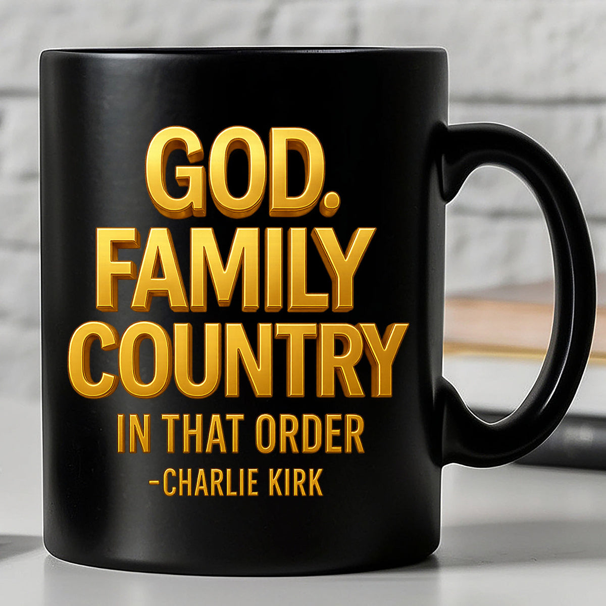 God Family Country Mug | Charlie Kirk Coffee Mug | Justice For Charlie Kirk Black Mug 683416