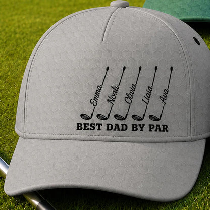 Best Dad By Par Hat, Personalized Golf Cap, Custom Kids Names Golf Gift For Dad, Father's Day Gift 685127