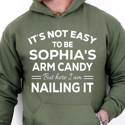 Personalized Arm Candy Shirt, Funny Couples Custom Name T-Shirt, Valentine Gift For Men Husband 683874