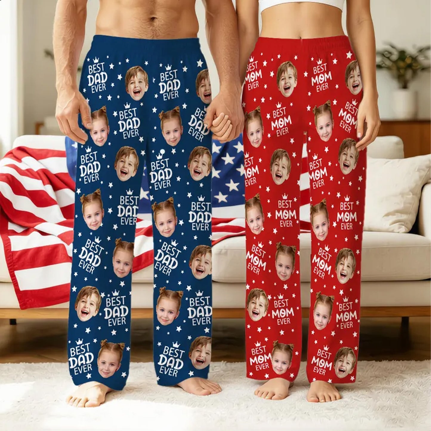 Custom Kids Face Pajama Pants, Personalized Photo Pajamas for Dad & Mom, Father’s Day Gift 685143