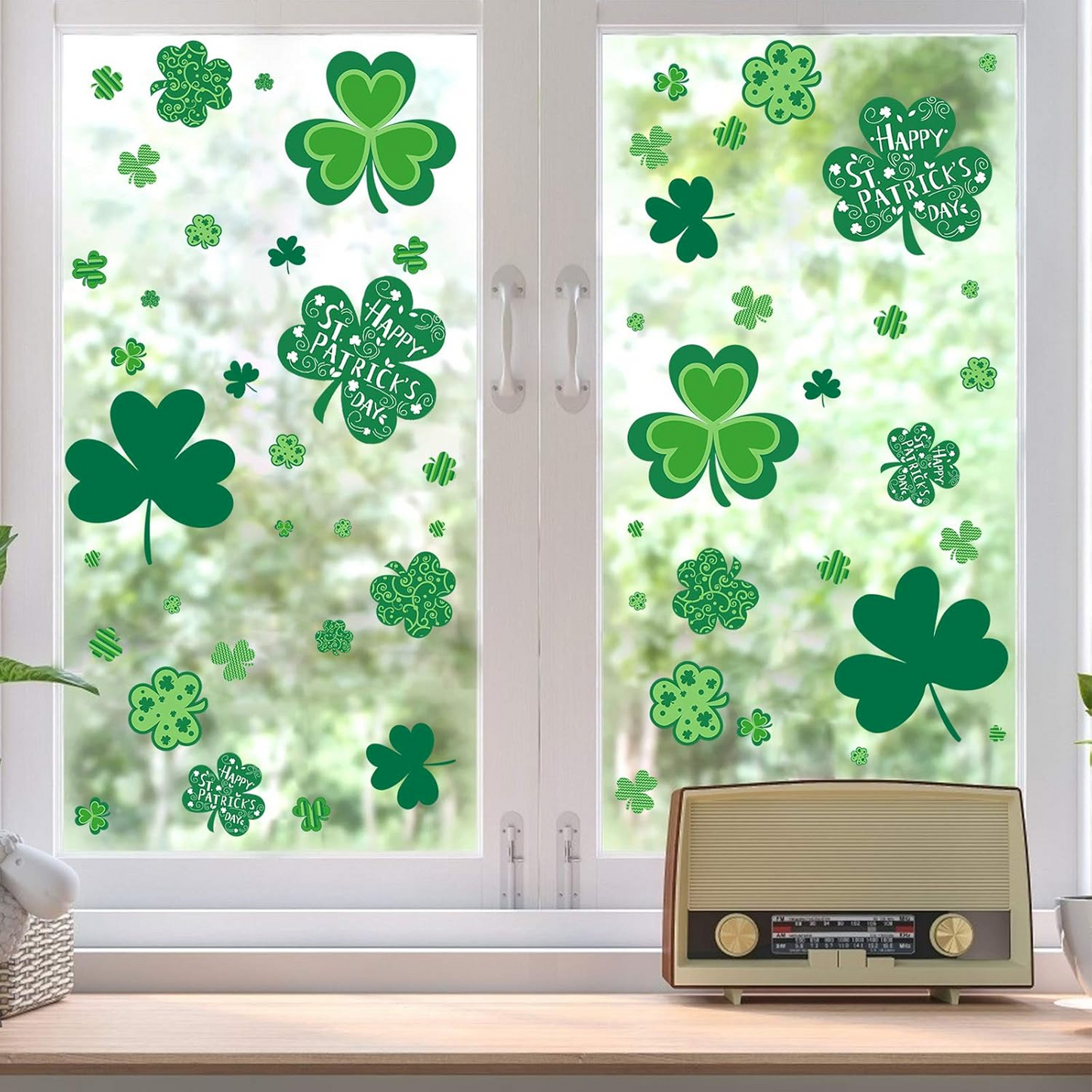 St. Patrick’s Day Shamrock Window Clings | 150Pcs Irish Window Clings for St. Patricks Day Decor 684348 WFD