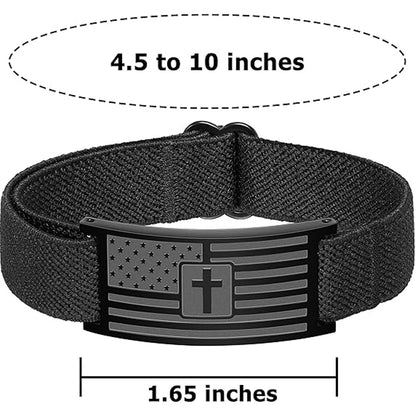 Custom American Flag Cross Nylon Bracelet For Men | Personalized Nylon Wristbands | Stocking Stuffers For Man 683876