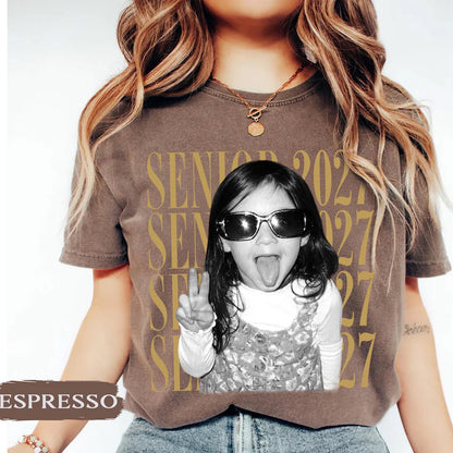 Personalized Photo Senior 2027 Comfort Colors Shirt, Custom Class of 2027 Graduation Tee, Retro Graduate Gift 685636
