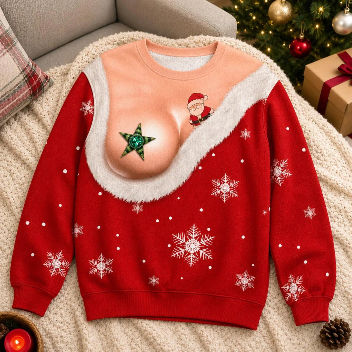 Funny Christmas Ugly Sweatshirt, Personalized AOP Sweatshirt, Funny Christmas Gift for Women 686482 WFD