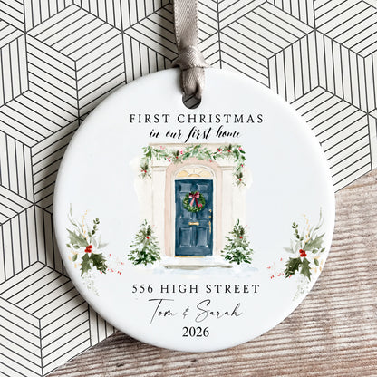 Personalized First Christmas in New Home Ceramic Ornament, Custom Address & Family Name Christmas Ornament 686967 WFD