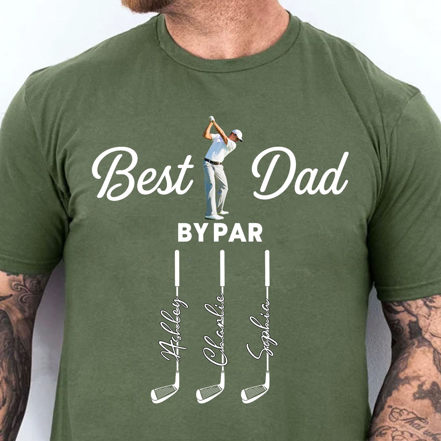Personalized Photo Best Dad By Par Shirt, Custom Golf Dad Tee, Father’s Day Gift for Dad 685022