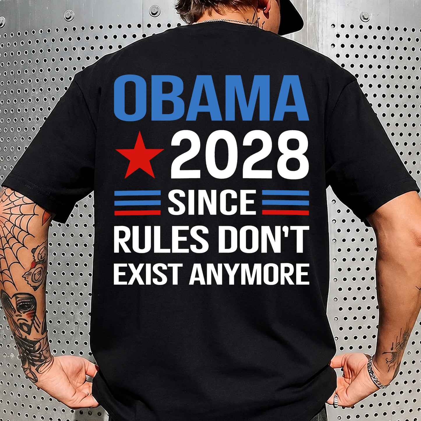 Obama 2028 Since Rules Don't Exist Anymore Backside Shirt, Funny Anti Trump Political T-Shirt 686023