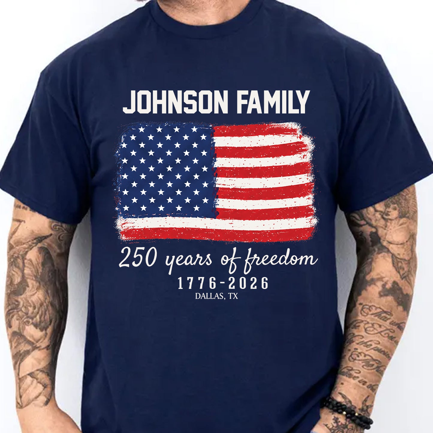 Personalized Family Name 250 Years of Freedom Shirt, Custom America 1776-2026 Patriotic Tee 685272
