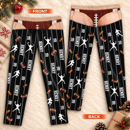 Personalized Sports Pajama Pants for Men, Custom Name & Number Funny Fake Underwear Lounge Pants 686601