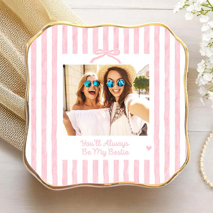 Personalized Bestie Trinket Dish, Custom Photo Sister Jewelry Dish, Ceramic Ring Tray, Bridesmaid Gift 686168