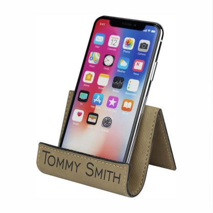 Personalized Leather Phone Stand, Engraved iPhone Holder for Desk, Custom Tablet Stand Gift 685575
