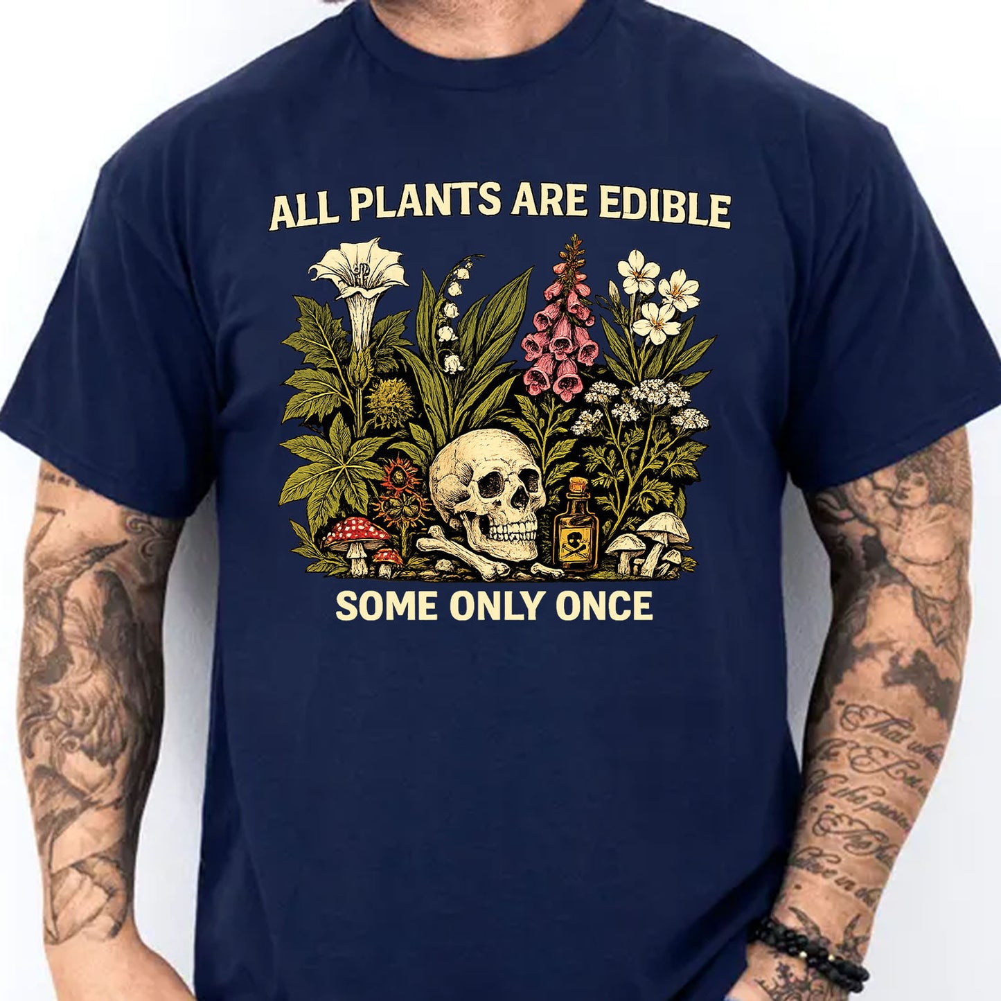 All Plants Are Edible Some Only Once Shirt, Funny Gothic Botanical Tee, Vintage Plant Lover Graphic Shirt 685627