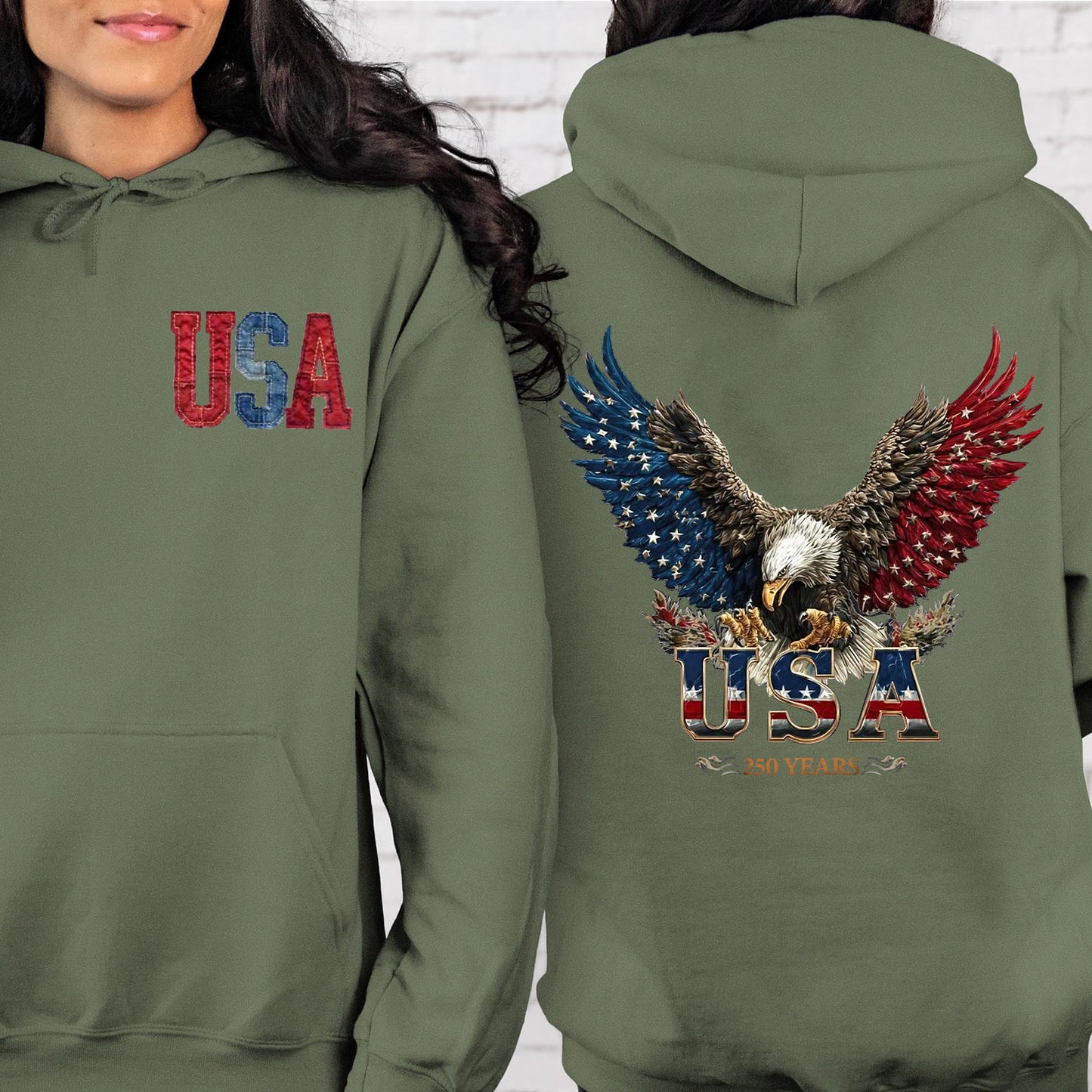 USA 250 Years Patriotic Dark Shirt | Eagle 4th of July Independence Day Pocket & Back Shirt 684511