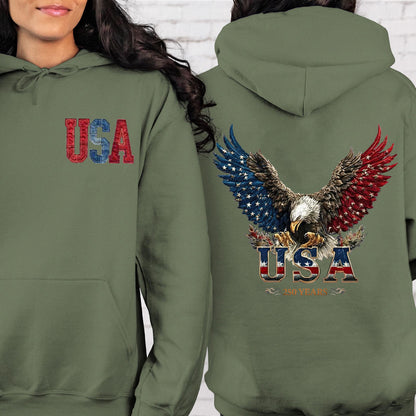 USA 250 Years Patriotic Dark Shirt | Eagle 4th of July Independence Day Pocket & Back Shirt 684511