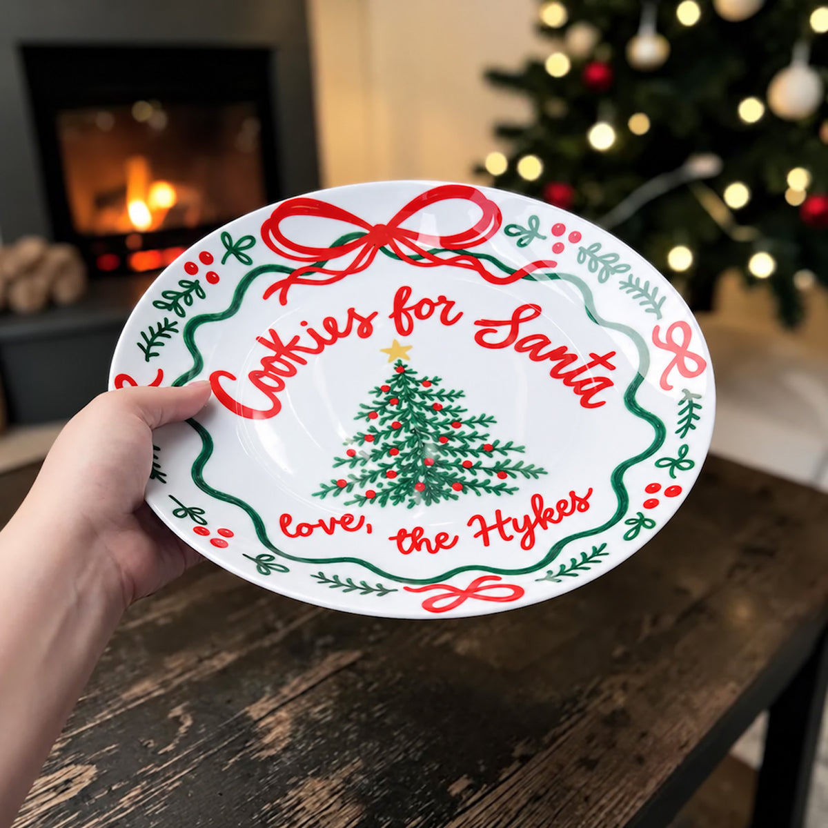 Personalized Cookies for Santa Plate, Custom Family Name Christmas Cookie Plate, Christmas Housewarming Gift 686783