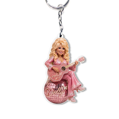 Dolly Parton Acrylic Keychain, Pink Disco Ball Country Music Keychain, Dolly Fan Christmas Gift 686094