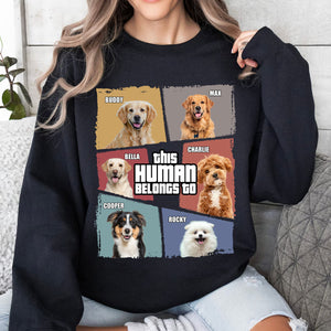 This Human Belongs To Dog Cat Shirt | Personalized Custom Photo Dog Cat Pet Shirt 683456
