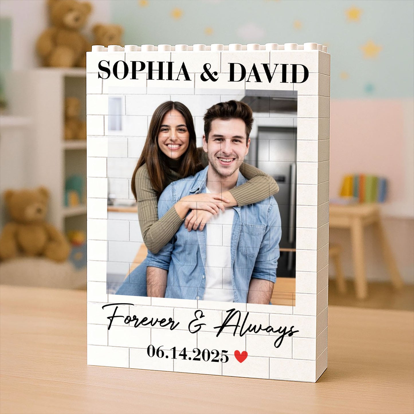 Personalized Couple Photo Building Blocks, Custom Anniversary Keepsake, Love You to Pieces Gift 685985