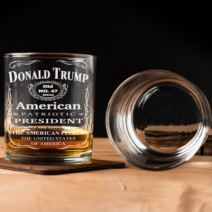 Donald Trump 47 American Patriotic Whiskey Glass | MAGA Whiskey Glass for Whiskey Lovers 684030 – GOP