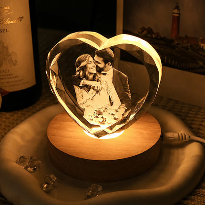 Personalized Heart 3D Crystal Photo with LED Light, Custom Photo Keepsake, Anniversary Gift for Couples 685497 WFD