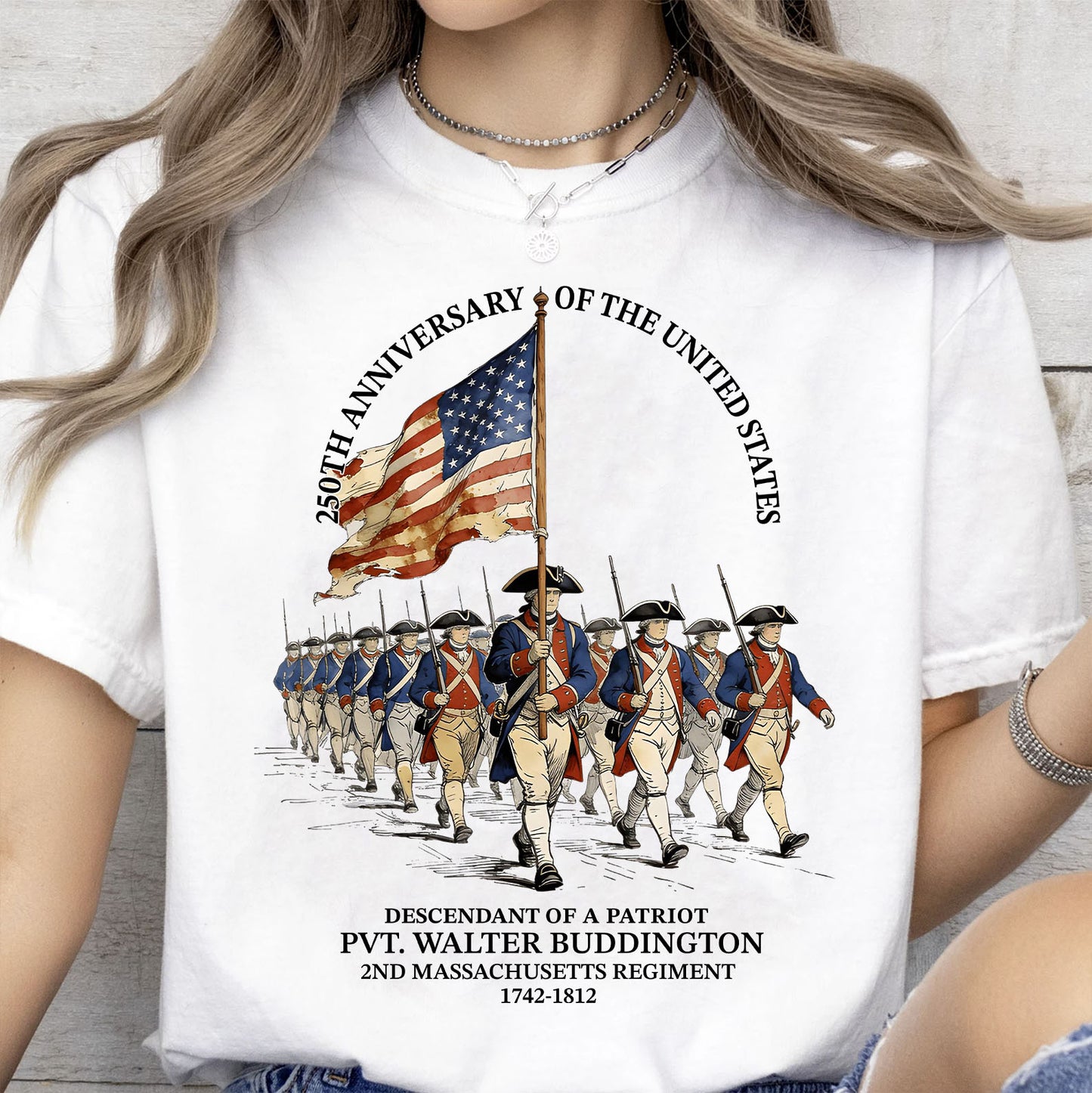 Custom Name 250 Years Anniversary Bright Shirt | Personalized Descendant of a Patriot Sweatshirt | Patriotic Tee 684407