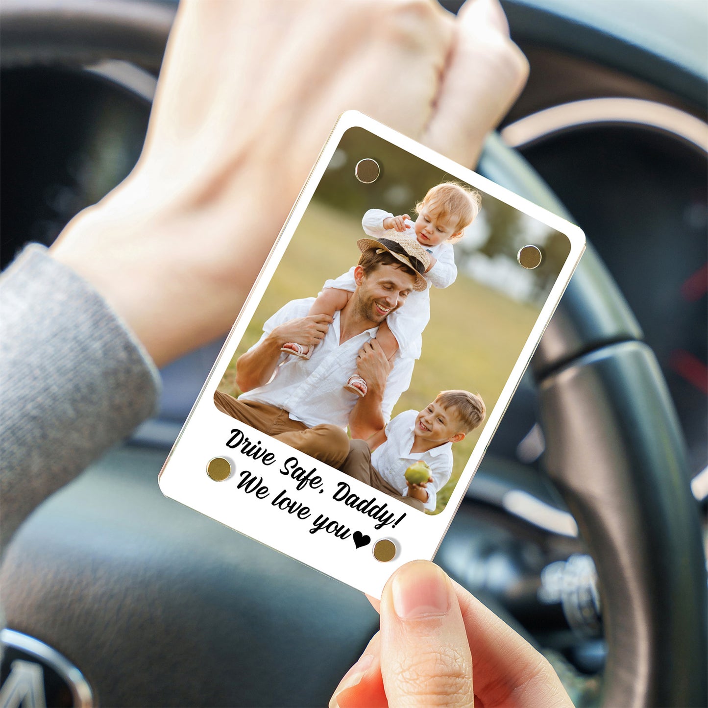 Personalized Drive Safe Daddy Car Visor Clip, Custom Photo Visor Clip Gift for Dad, Father’s Day Gift 684960