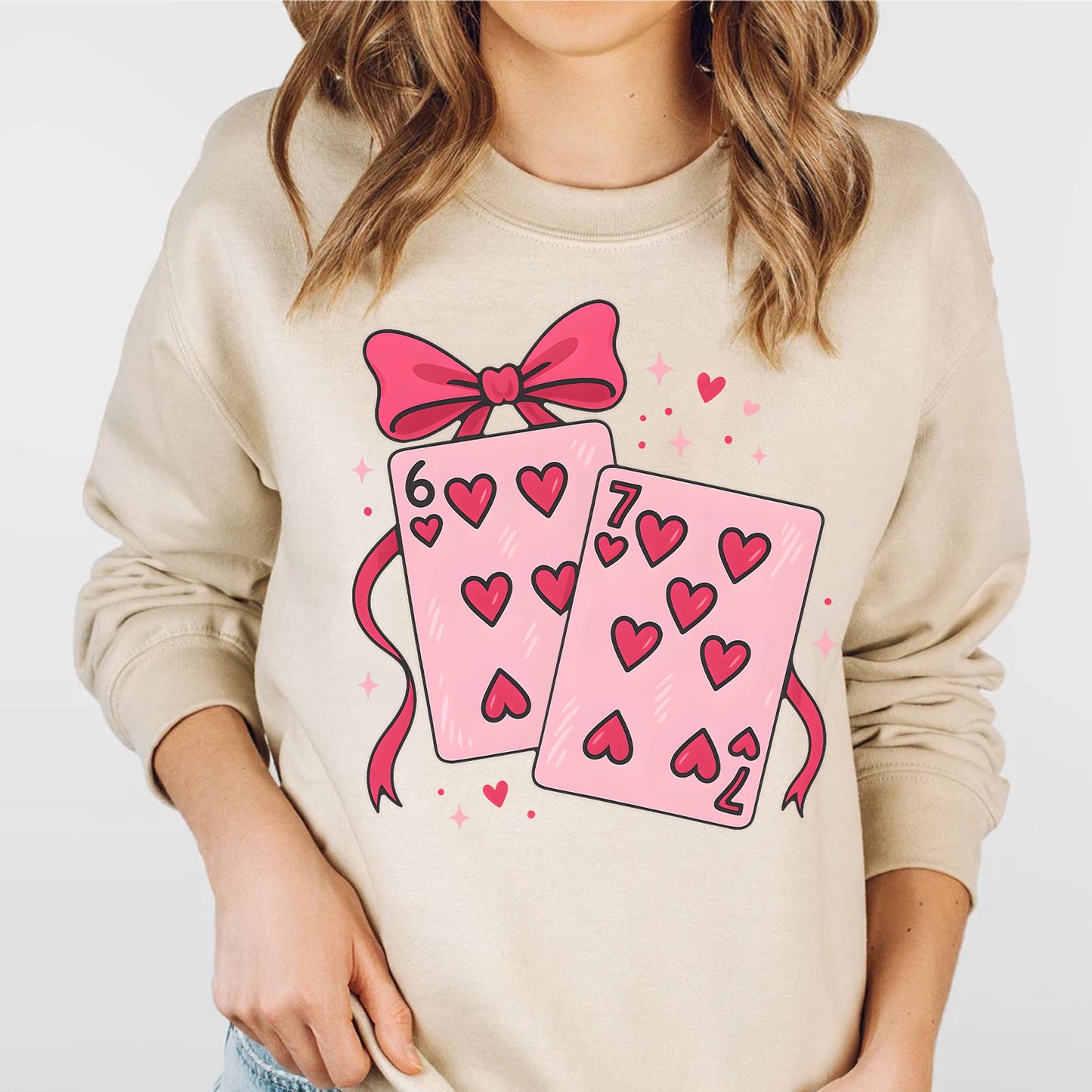 Playing Cards Valentine 6 7 Shirt, Preppy 67 Six Seven Valentine’s Sweatshirt, Coquette Funny Shirt 683925