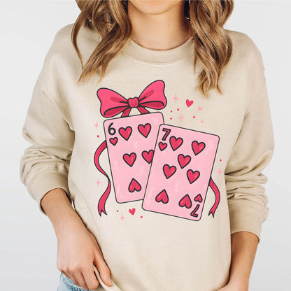 Playing Cards Valentine 6 7 Shirt, Preppy 67 Six Seven Valentine’s Sweatshirt, Coquette Funny Shirt 683925