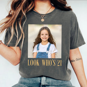 Personalized Vintage Photo Comfort Colors Birthday Shirt, Custom Photo & Age Tee, Look Who's Birthday Shirt 685559