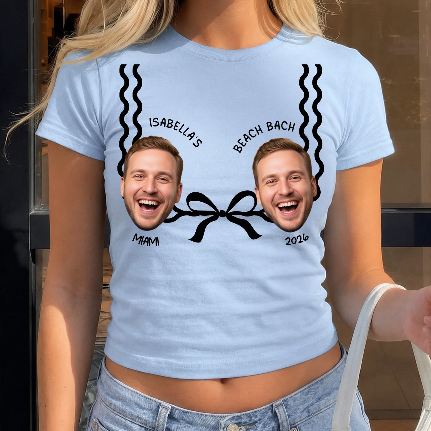 Custom Groom Face Bachelorette Baby Tee, Personalized Bride Beach Bach Shirt, Funny Bride To Be Tee 685715