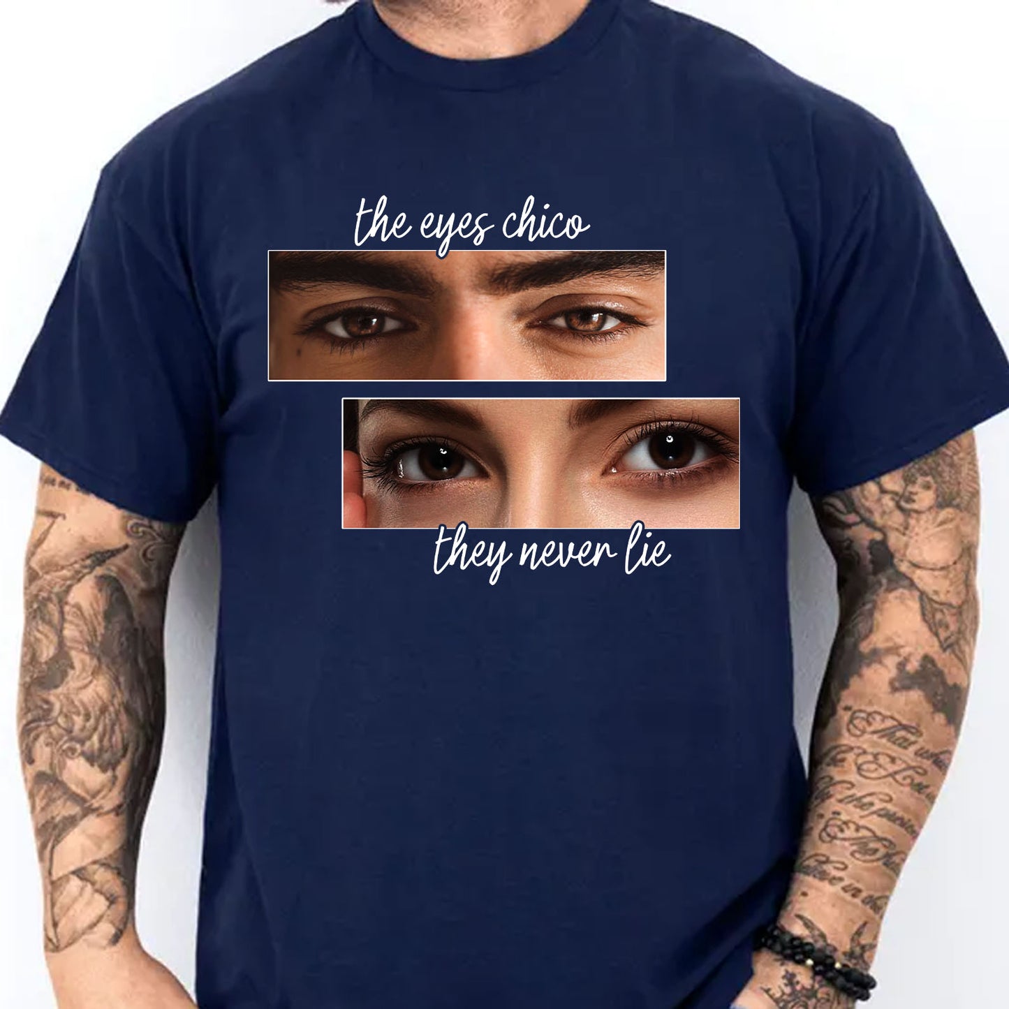 Personalized The Eyes Chico They Never Lie Shirt, Custom Couple Photo Eyes Tee, Matching Couples Tee 685519