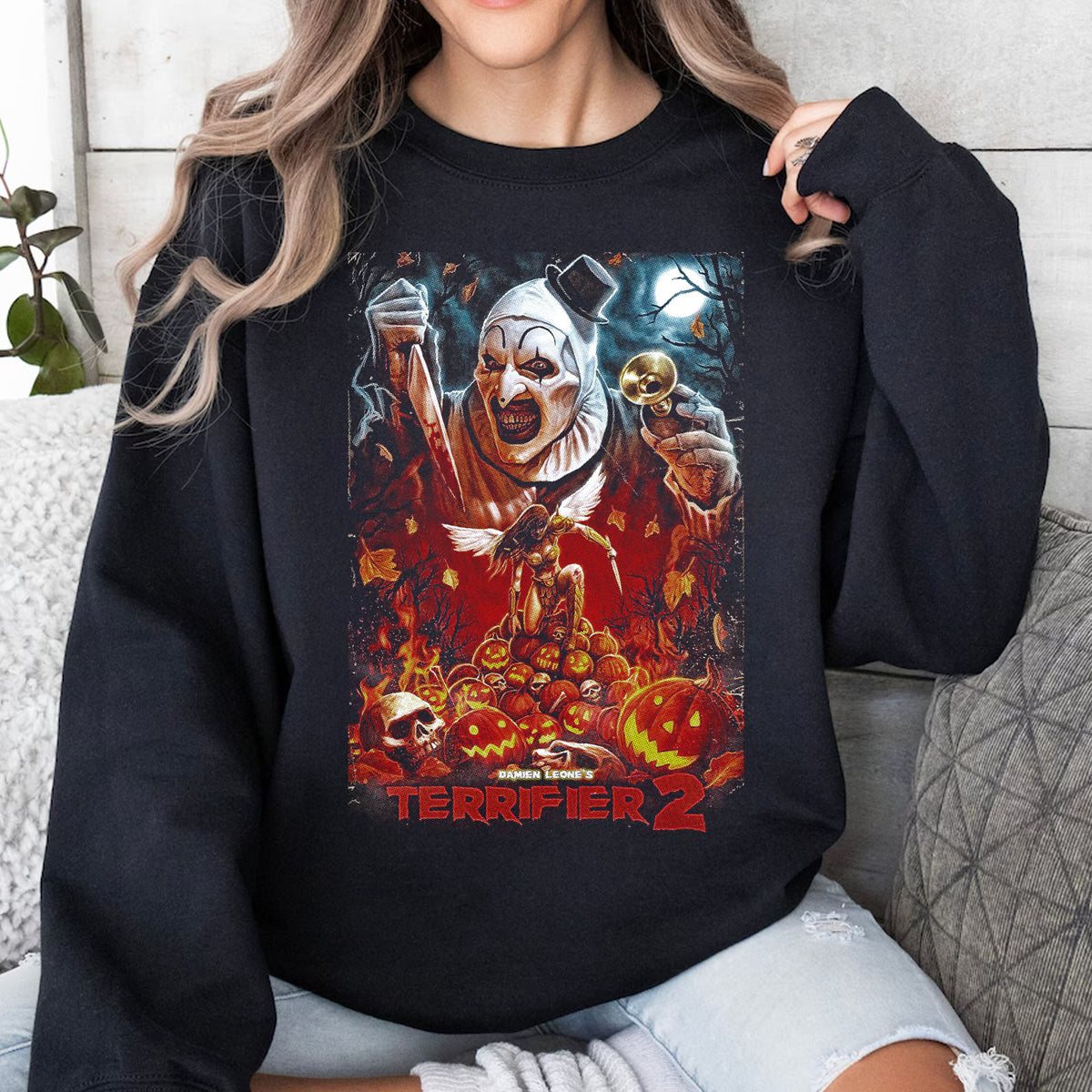 Terrifier 2 Art The Clown Halloween Shirt, Scary Movie T-Shirt, Funny Spooky Season Graphic Tee 683308-4