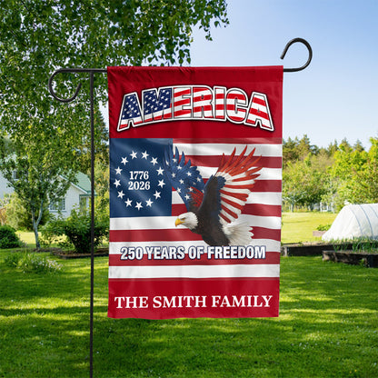 Custom Name 250 Years of Freedom Flag | Patriotic Eagle 1776–2026 Garden Flag, House Flag 684417