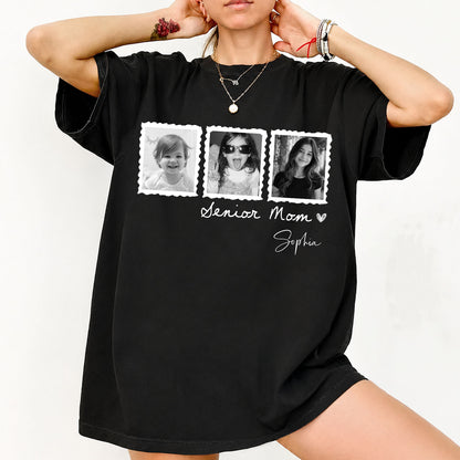Personalized Vintage Photo Senior Mom Shirt, Custom Class of 2027 Picture Tee, Graduation Keepsake Gift 685681