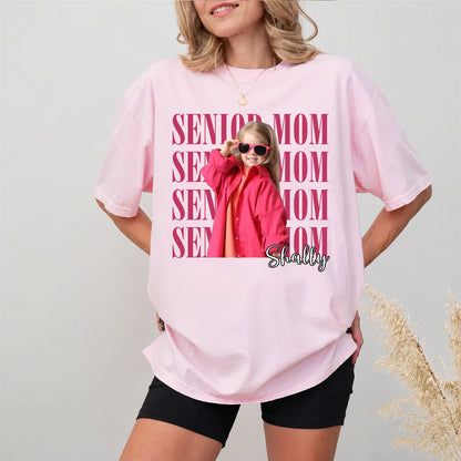 Personalized Senior Mom Comfort Colors Shirt, Custom Photo Class of 2027 Graduation Tee, Proud Mom Gift 685602
