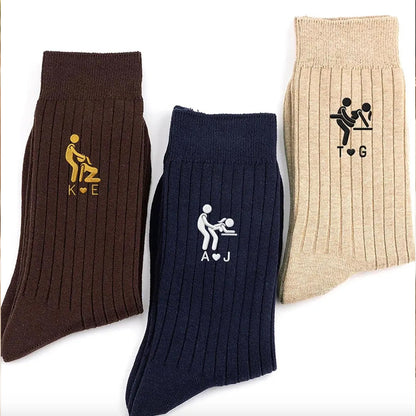 Personalized Embroidered Funny Socks, Custom Couple Adult Socks, Christmas Gift for Husband Boyfriend 686261 WFD