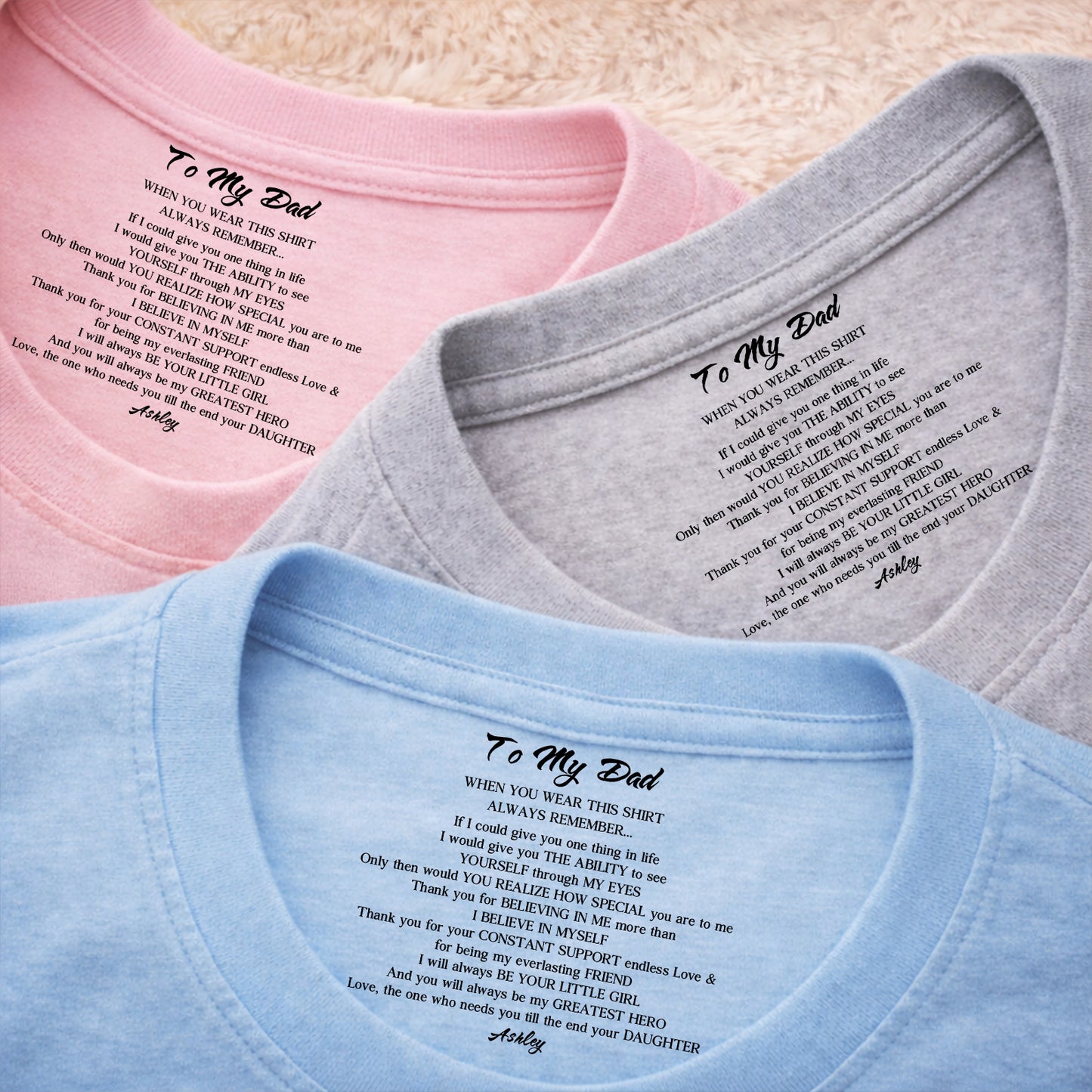 Custom Inside Neck Print Shirt for Dad, Personalized Hidden Message T-Shirt, Father's Day Gift 684671