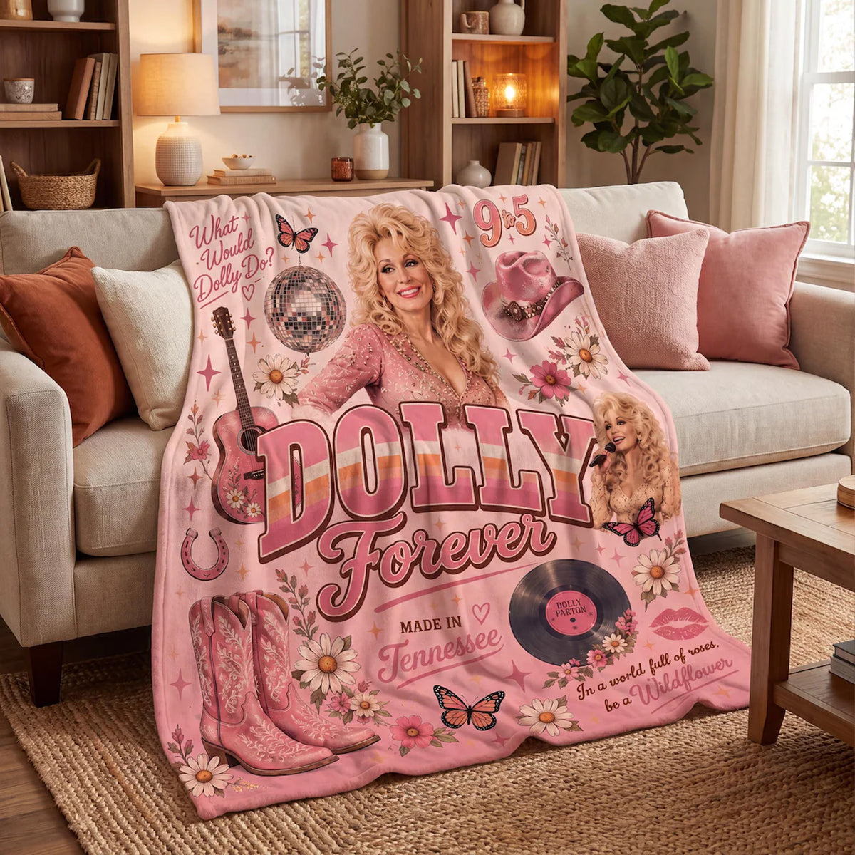 Dolly Parton Memorial Blanket, In Loving Memory Country Music Fleece Throw, Dolly Fan Gift 686189 WFD