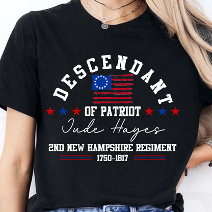 Custom Name Descendant of a Patriot Shirt | Personalized DAR SAR Tee | American Revolution Heritage T-Shirt 684419