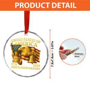 250 Years Anniversary Glass Ornament | Happy 250th Birthday 1776–2026 Christmas Ornament 683041