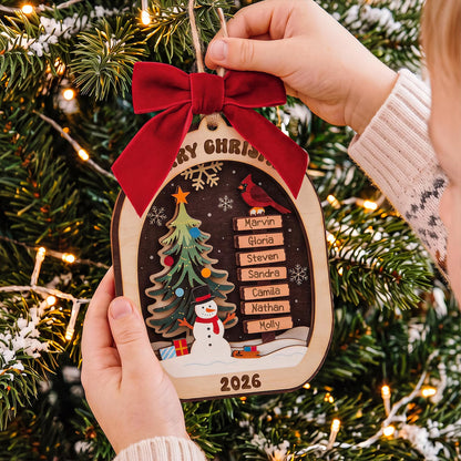 Personalized Family Christmas 2 Layered Wooden Ornament, Custom Names Family Christmas Tree Ornament 686620 WFD
